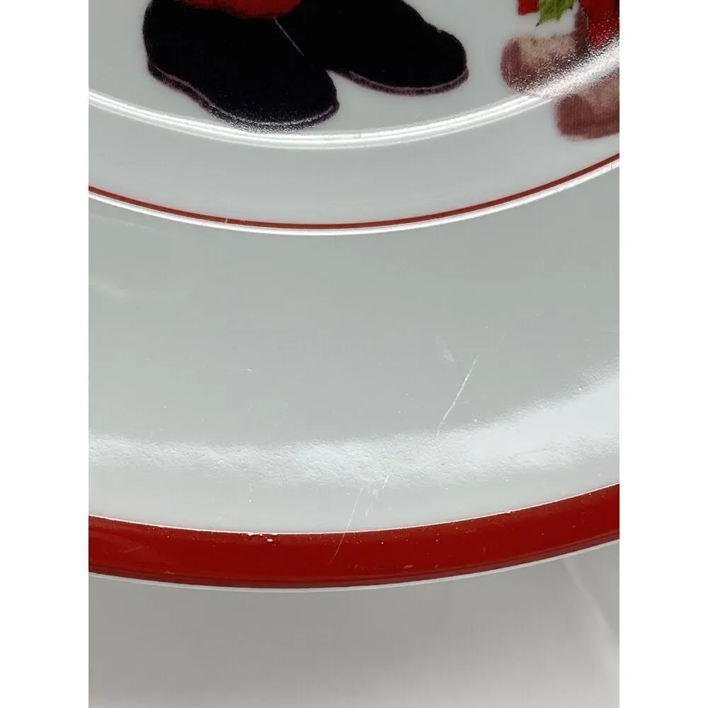 Williams Sonoma Red Brasserie Christmas Santa Chop Plate Platter Charger 12”